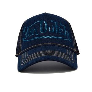 Von Dutch Navy Blue Trucker Hat with Teal Logo
